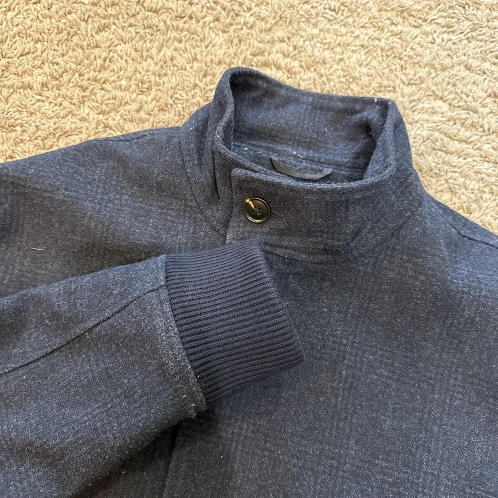 Rodd & Gunn Jacket Mens Large Blue Wool Blend Tweed Bomber Stand Collar